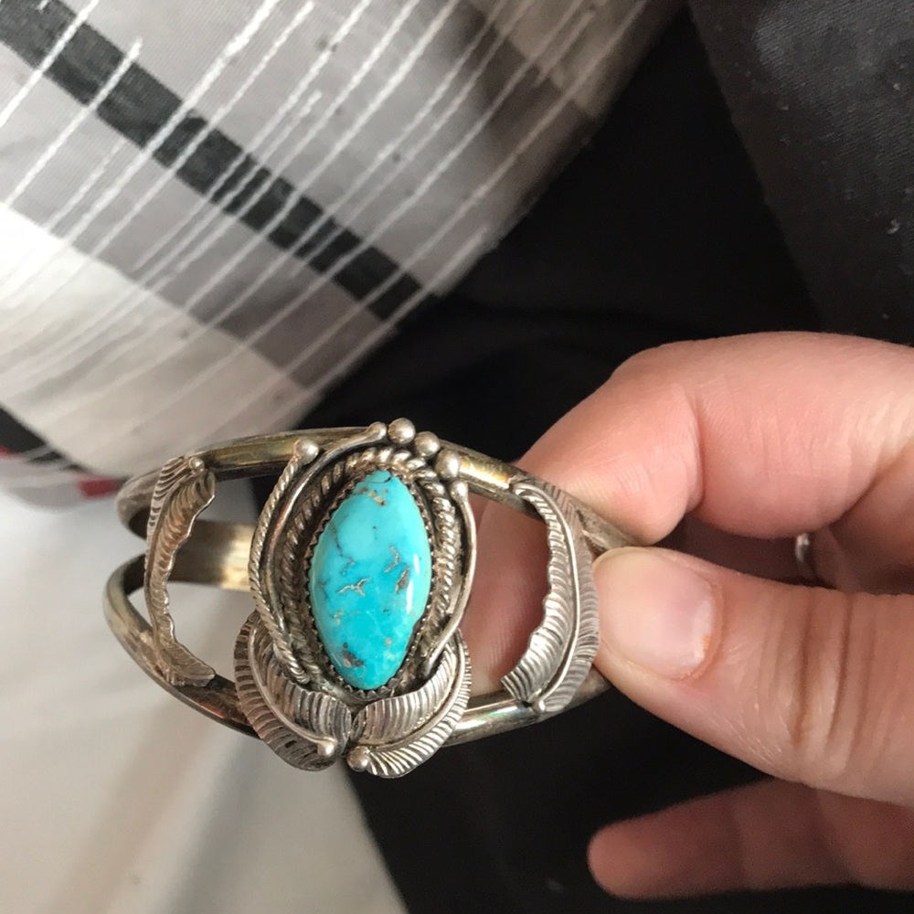 Real turquoise and sterling silver bracelet